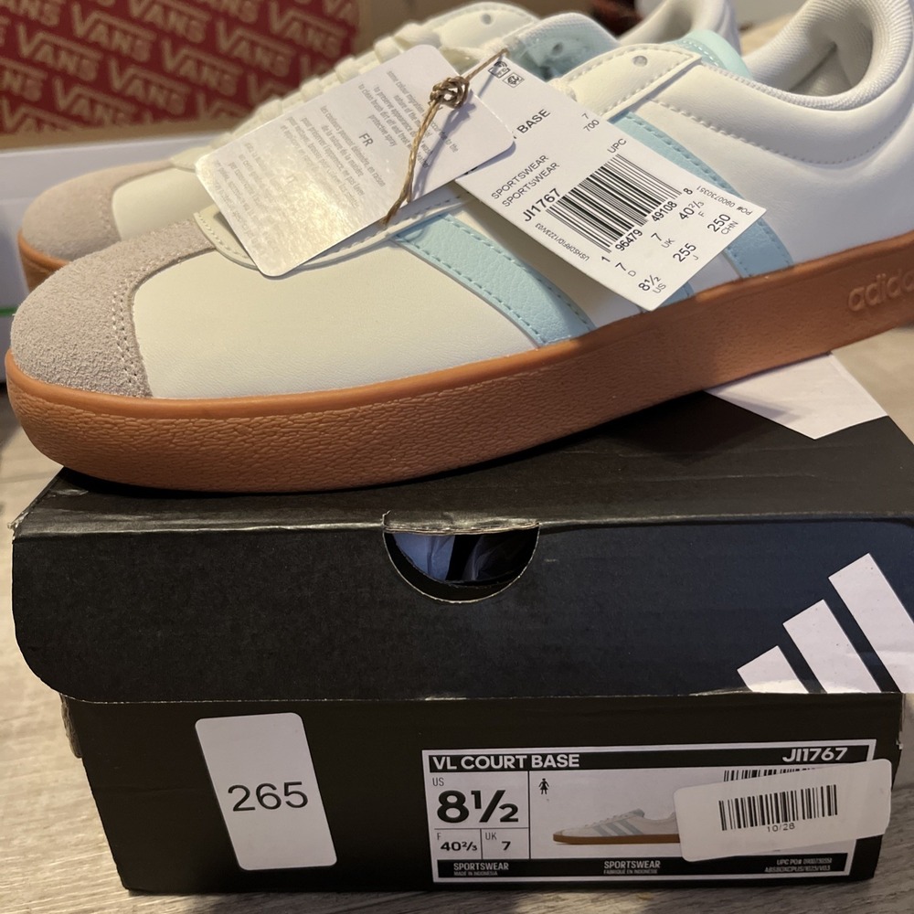 Adidas Women's Vl Court Base Trainers Sneakers Sports Shoes Low Size 8.5 Blue
